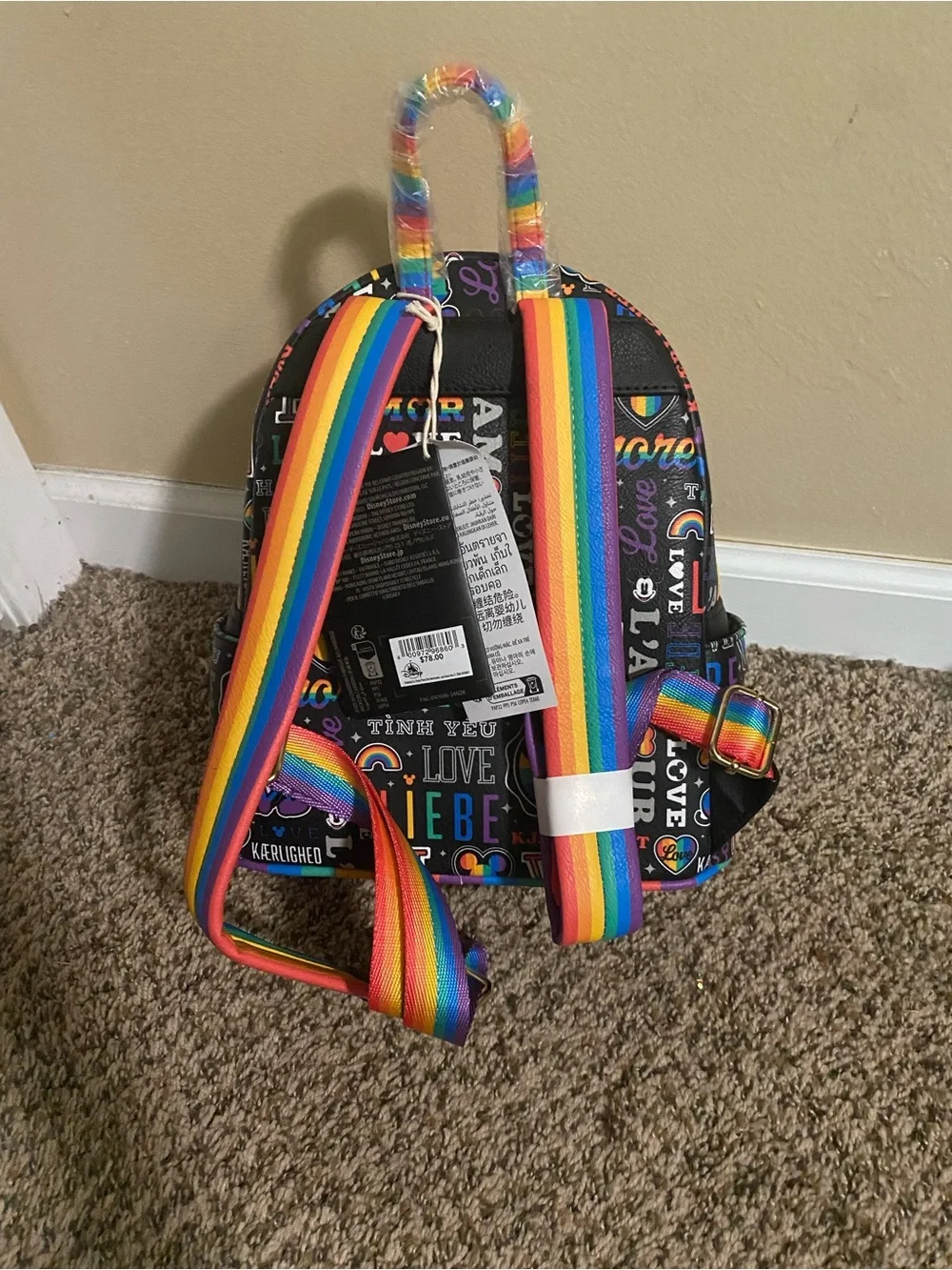 Loungefly Rainbow Love Graphic Mini Backpack - Black Multicolor